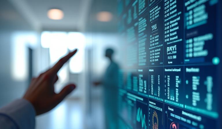 Healthcare AI analytics dashboard showing patient risk scores